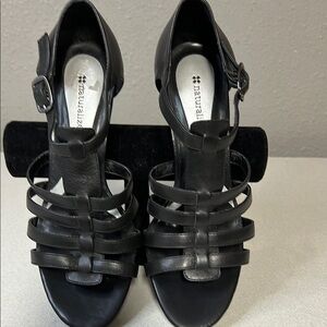 Naturalizer Black Heeled Shoes with Modern Strappy Design